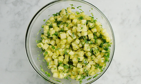 Pineapple Salsa with Spiced Tortilla Chips Recipe.